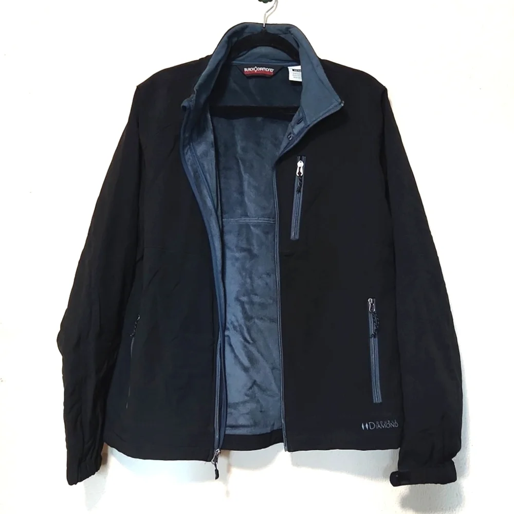 Black Diamond Double Diamond Men's Soft Shell Black Zip-Up Jacket Size Medium - Picture 14 of 14